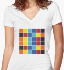 Pop Art Color Blocks Women's Fitted V-Neck T-Shirt