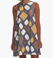 Smores am Lagerfeuer A-Linien Kleid