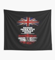 British Grown With Austrian Roots Gift For Austrian From Austria - Austria Flag in Roots Wall Tapestry