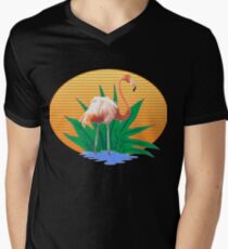 Süße lustige Flamingos Sommersonne & gute Stimmung Designs T-Shirt mit V-Ausschnitt