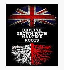 British Grown With Maltese Roots Gift For Maltese From Malta - Malta Flag in Roots Photographic Print