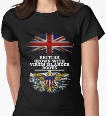 British Grown With Virgin Islander Roots Gift For Virgin Islander From Us Virgin Islands - Us Virgin Islands Flag in Roots Women's Fitted T-Shirt