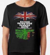 Briten gewachsen mit Sambian-Wurzel-Geschenk für Sambian von Sambia - Sambia-Flagge in den Wurzeln Chiffontop