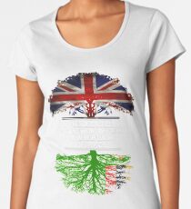 Briten gewachsen mit Sambian-Wurzel-Geschenk für Sambian von Sambia - Sambia-Flagge in den Wurzeln Premium Rundhals-Shirt