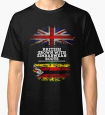 Briten gewachsen mit simbabwischem Wurzel-Geschenk für Simbabwe von Simbabwe - Simbabwe-Flagge in den Wurzeln Classic T-Shirt