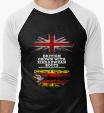 Briten gewachsen mit simbabwischem Wurzel-Geschenk für Simbabwe von Simbabwe - Simbabwe-Flagge in den Wurzeln Baseballshirt für Männer