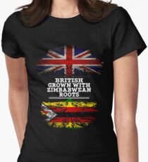 Briten gewachsen mit simbabwischem Wurzel-Geschenk für Simbabwe von Simbabwe - Simbabwe-Flagge in den Wurzeln Tailliertes T-Shirt für Frauen