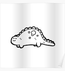 Cute Dinosaur Kawaii Line Art Poster