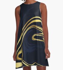 Gold Black Marble A-Line Dress