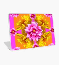 PINK DAHLIAS & YELLOW SUNFLOWERS GARDEN ART Laptop Skin
