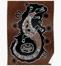 Aboriginal Art - Crocodile Authentic Designs Poster