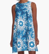 Aboriginal Art Authentic - Wasserloch träumen A-Linien Kleid
