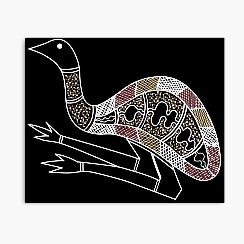 Aboriginal Art Emu Canvas Print By HogarthArts Redbubble   Mp,840x830,matte,f8f8f8,t Pad,1000x1000,f8f8f8.u9 