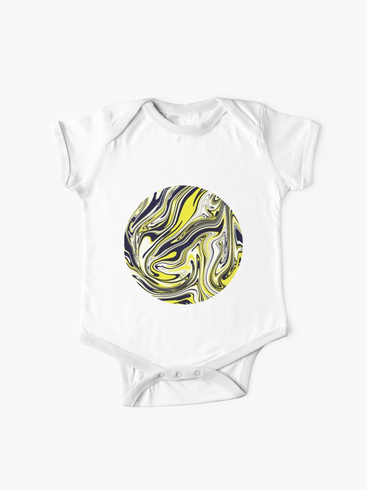 Modern Elegant Black Yellow Marble Background Baby One Piece By