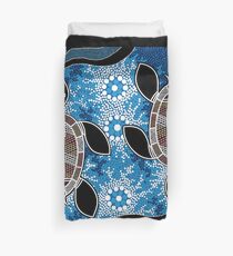Aboriginal Art Authentic - Sea Turtles Duvet Cover