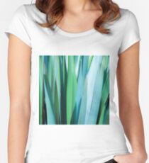 blue and green leaves Women's Fitted Scoop T-Shirt