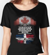 Canadian Grown With Dominican Republic Roots Gift For Dominican From Dominican Republic - Dominican Republic Flag in Roots Women's Relaxed Fit T-Shirt