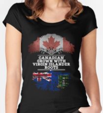 Canadian Grown With Virgin Islander Roots Gift For Virgin Islander From British Virgin Islands - British Virgin Islands Flag in Roots Women's Fitted Scoop T-Shirt