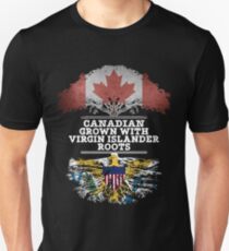 Canadian Grown With Virgin Islander Roots Gift For Virgin Islander From Us Virgin Islands - Us Virgin Islands Flag in Roots Unisex T-Shirt