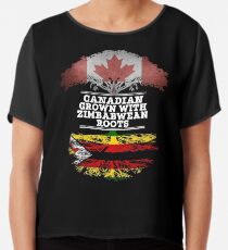 Kanadisches gewachsenes mit simbabwischem Wurzel-Geschenk für Simbabwe von Simbabwe - Simbabwe-Flagge in den Wurzeln Chiffontop