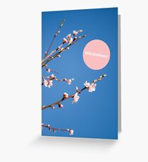 Félicitations Pêcher sur fond bleu Greeting Card