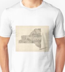 Old Sheet Music Map of New York State Unisex T-Shirt