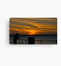 Fishing at Sunset Canvas Print