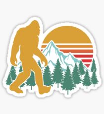 Weinlese Retro Bigfoot glauben Schattenbild-Berg Sun Sticker