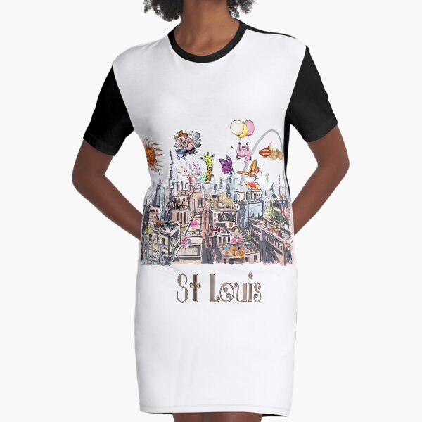 Saint Louis Crazy City Life POP ART Graphic T-Shirt Dress