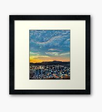 High View of Seoul During Sunset Framed Print