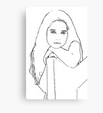 Line Drawing of a Girls Face Canvas Print