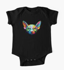Sphynx Katzen-buntes Porträt Baby Body Kurzarm