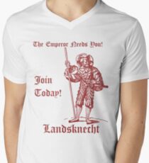 The Emperor Needs YOU! Join the Landsknects today! (Solid red design) Men's V-Neck T-Shirt