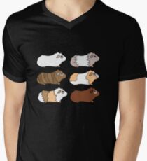 Funny Animal Guinea Pig Tshirt Design Different colors guinea pig Men's V-Neck T-Shirt
