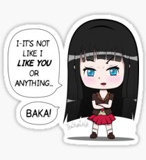 Chibi says It's Not Like I Like You Sticker
