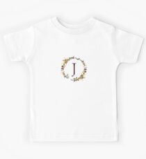 Monogram J Autumn Foliage And Butterflies Kids Tee