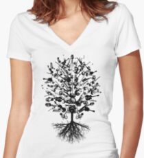 Musical Instruments Tree Women's Fitted V-Neck T-Shirt