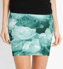 Bowl of Teal Roses Mini Skirt