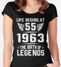 Camiseta entallada de cuello redondo La vida comienza en 55 - 1963 El nacimiento de las leyendas