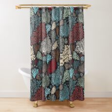 Ocean corals on the dark background Shower Curtain