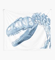 T-Rex Skeleton Blue Wall Tapestry