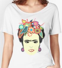 Artsy | Frida Kahlo | T Shirts | Mexico | Kahlo | Mugs | Frida Kahlo Flowers Birds | Art Women's Relaxed Fit T-Shirt