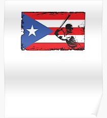 Puerto Rico Flag Baseball Player V4 Poster