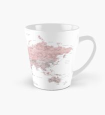 Explore - Dusty pink and grey watercolor world map, detailed Tall Mug