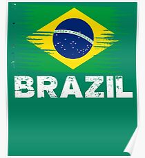 Brazil Distressed Flag Poster
