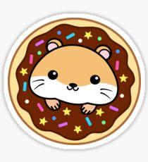 Hamster Loves Chocolate Donuts Sticker