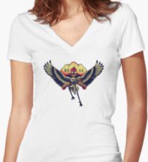 TOKYO JAPAN - Japanese Crane tattoo design Women's Fitted V-Neck T-Shirt