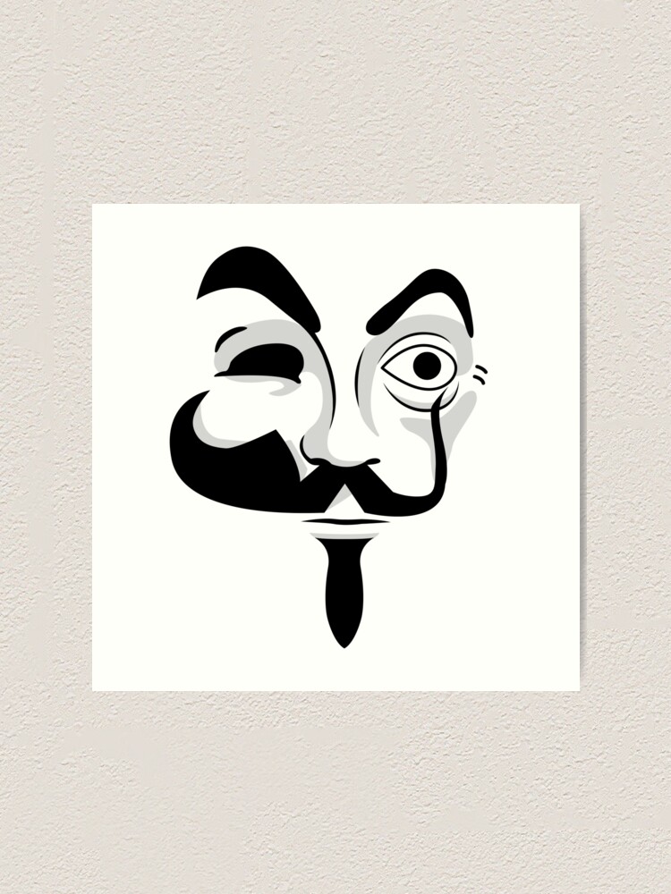  Various Masks - Mr Robot V For Vendetta Money Heist Art Print by 