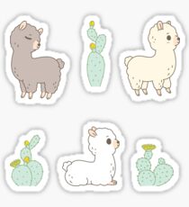 Cactus and alpaca pattern in blue Sticker