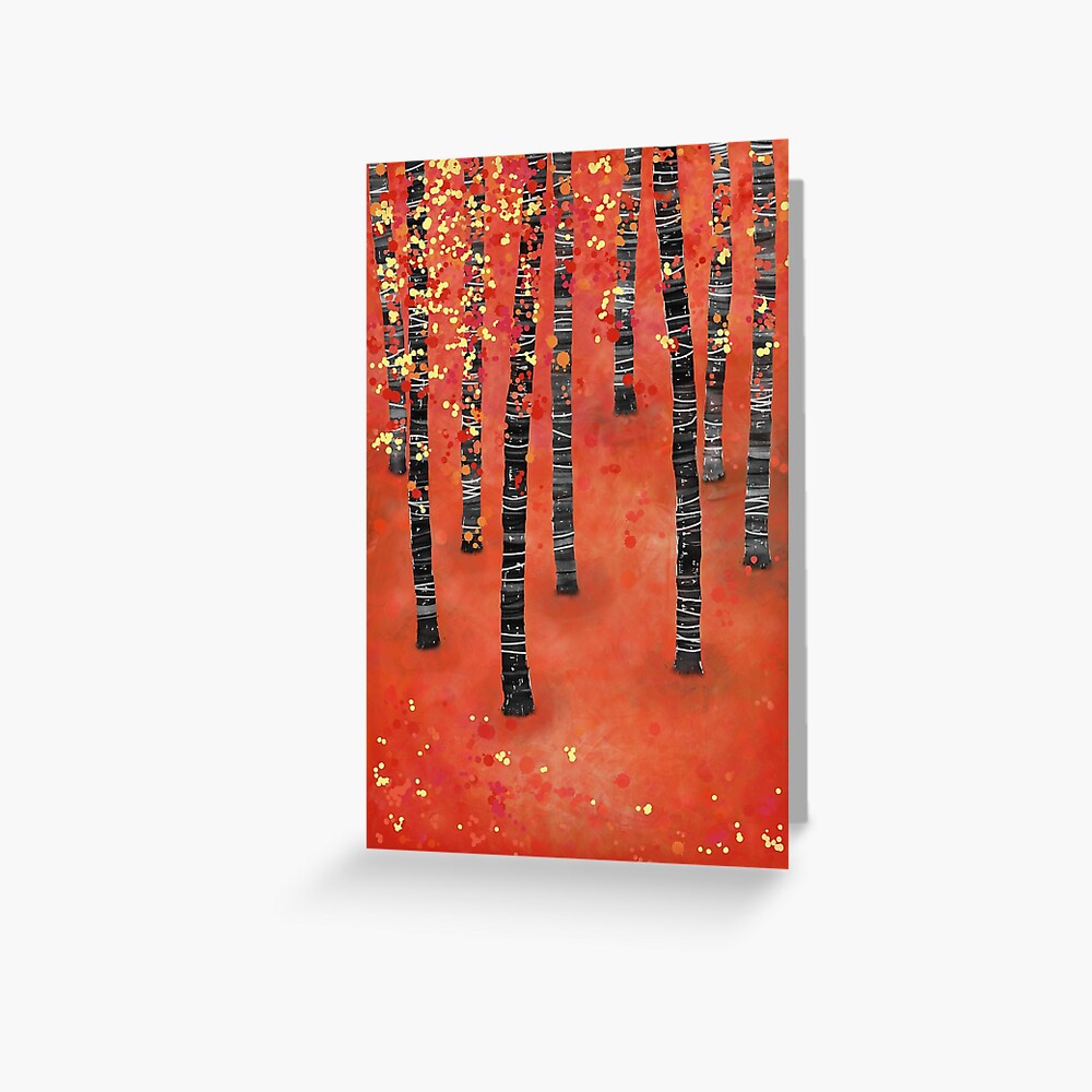 Birches - Autumn Woodland Abstract Landscape Greeting Card